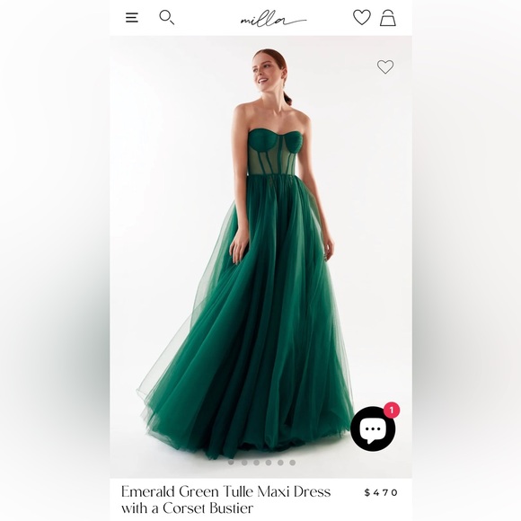 Corset Strapless Green Tulle Gown